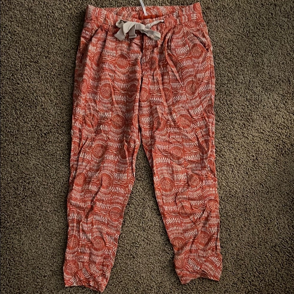 Free People Orange Bohemian Patterned Pants with Pockets Size 2